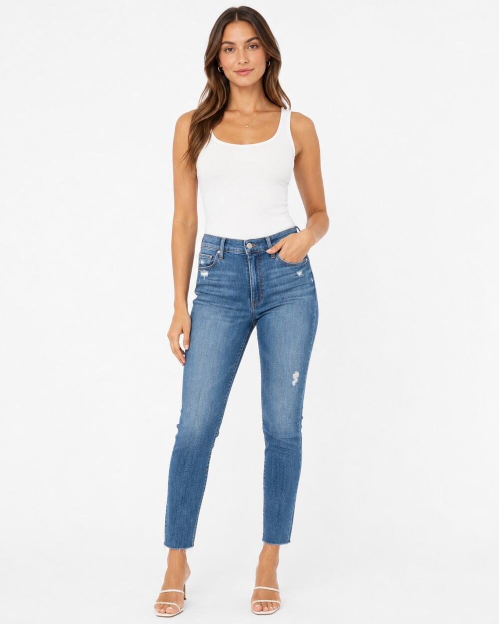 MOTHER The Stunner Ankle Fray Button Fly Jeans Size 27